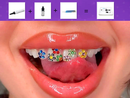 Applying aesthetic tooth gem or dental diamond using Sino Dental strong light-cure adhesive